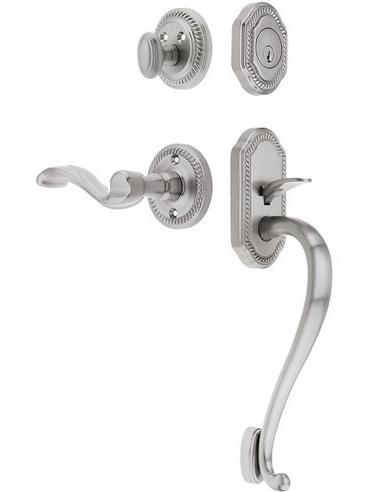 Newport Entry Lock Set in Satin Nickel Finish with Right-Handed Portofino Lever and